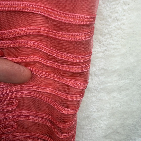 Sue Wong Cocktail Sheath Dress Coral Lace Soutache Sleeveless Wedding Guest - Picture 9 of 14